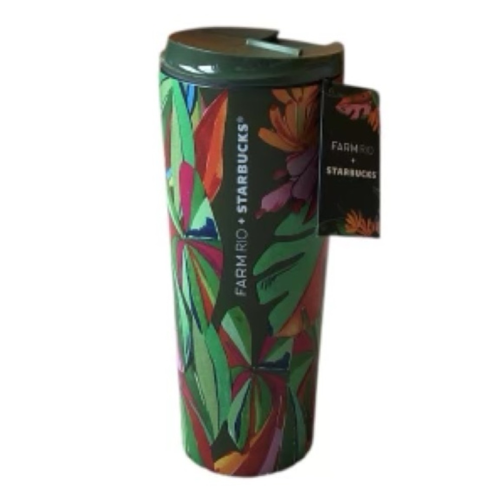 Starbucks x Farm Rio Tropical Green Stainless Steel 16 oz Tumbler NWT - Picture 2 of 4